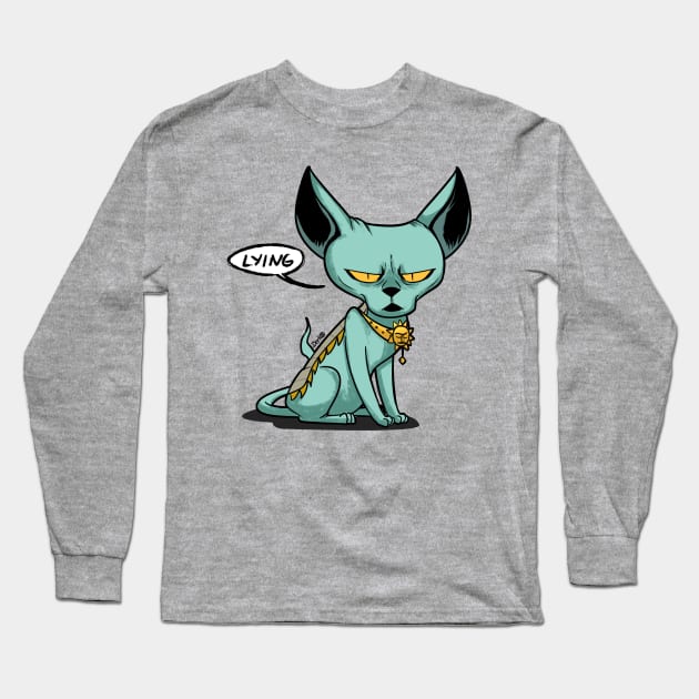 Lying Cat "LYING" Long Sleeve T-Shirt by derkomerch